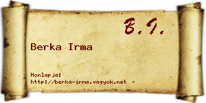 Berka Irma névjegykártya